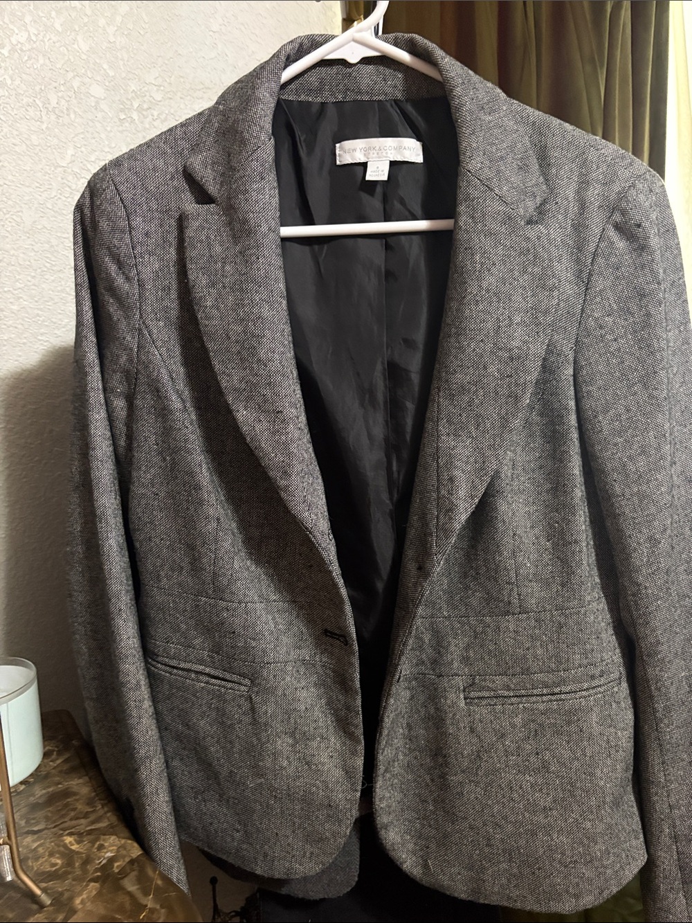 New York & Company Gray Herringbone Blazer